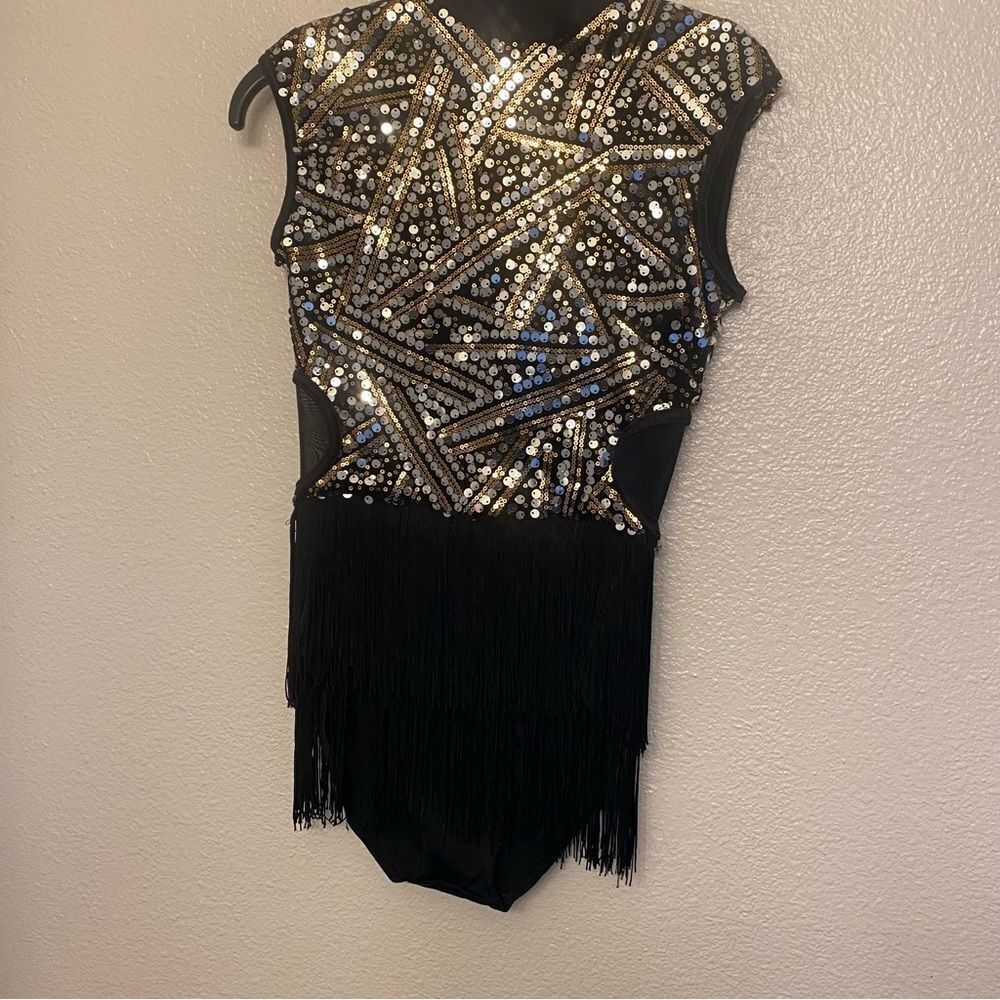 WEISSMAN Dance Costume flapper fringe Plain Fancy
13567 black gold SA-Small adul - Picture 2 of 13